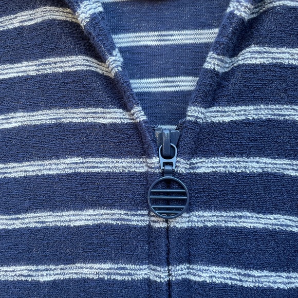 MARINE LAYER NWOT Navy Striped Terry Up Textured Nautical Romper - Picture 4 of 12